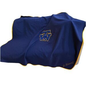 Wool Varsity Letter Blanket Navy/Gold Large Chenille "TW" Monogram - Waco TX